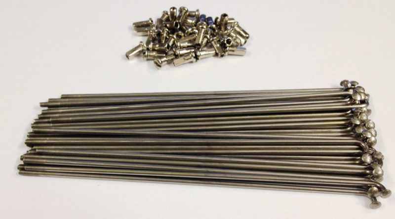 Jogo De 36 Raios Inox 235 Mm 2,5 Mm C/ Niples Para Bicicleta