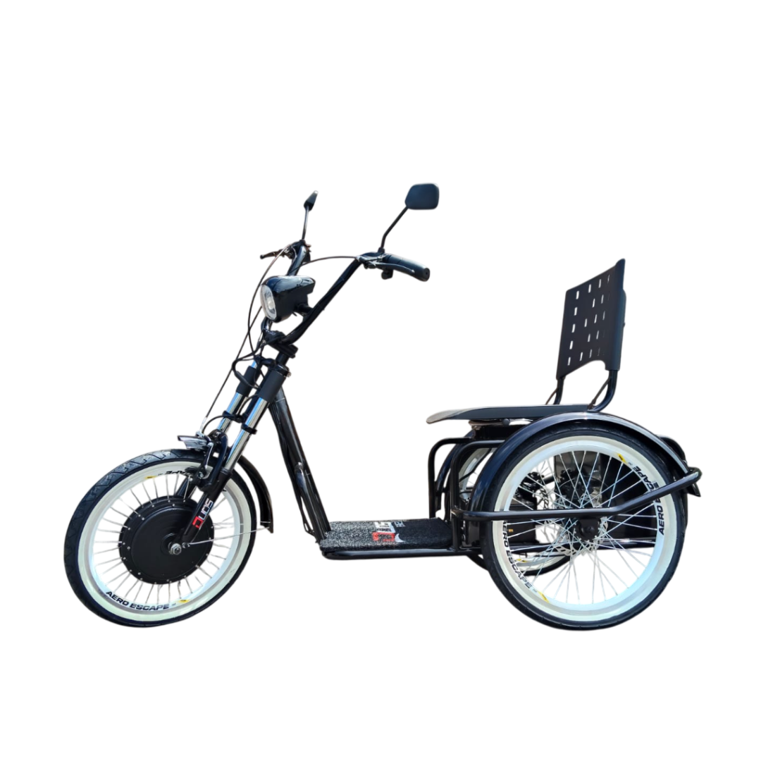Triciclo Elétrico Fox Duos 800W 48V Preto