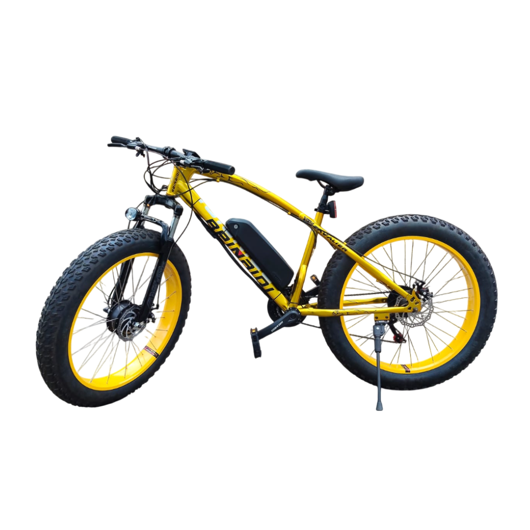 Bicicleta Elétrica FatBike 350W 36V Dourada