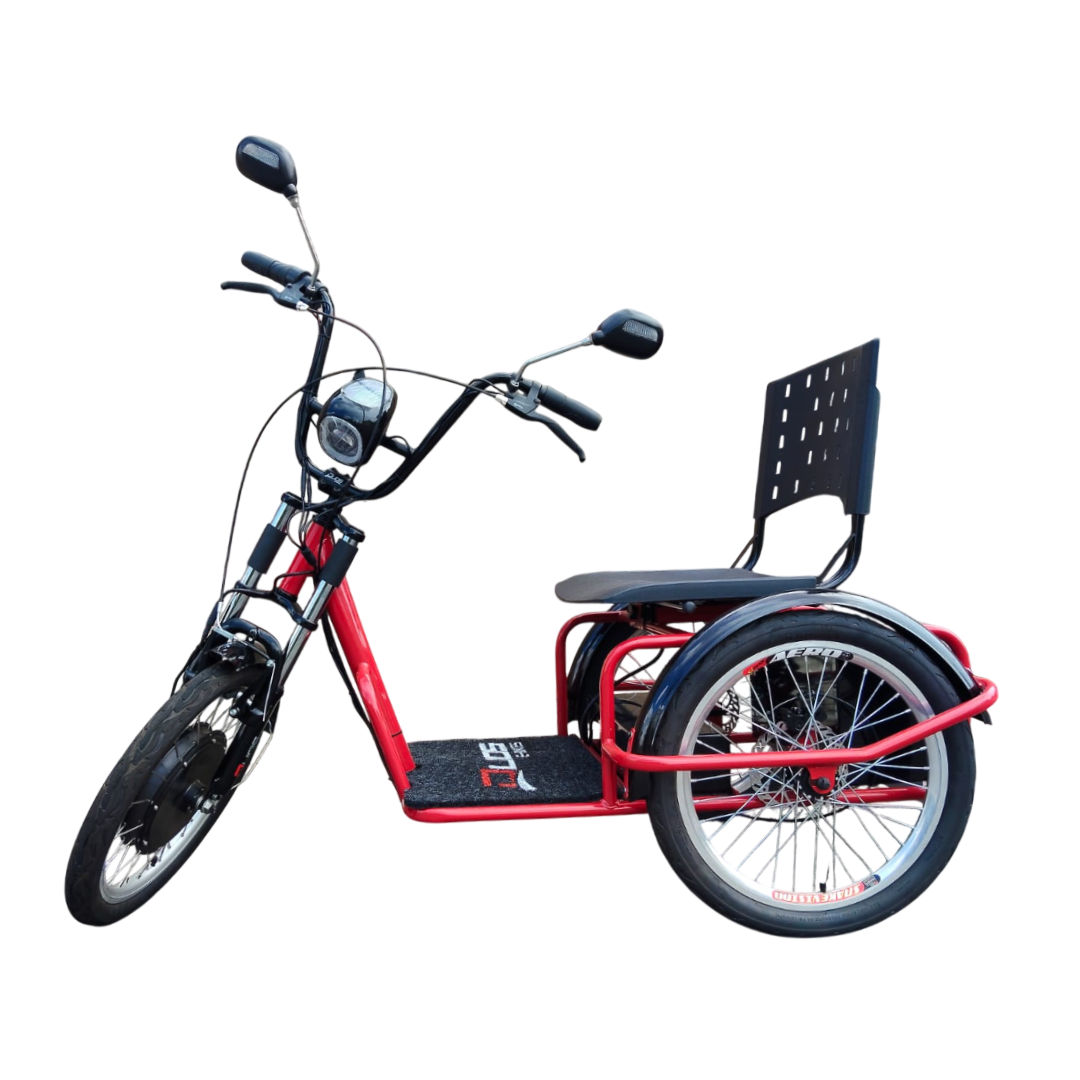 Triciclo Elétrico Fox Duos 800W 48V Vermelho