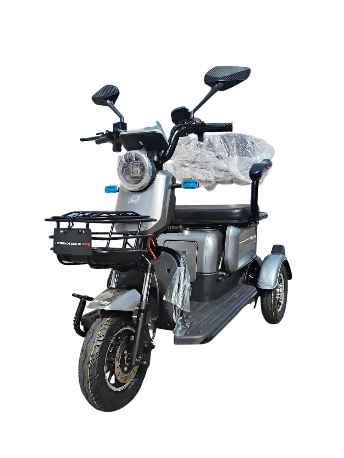 Triciclo Elétrico Fenix 1000W 48V Bateria De Lithium Cinza