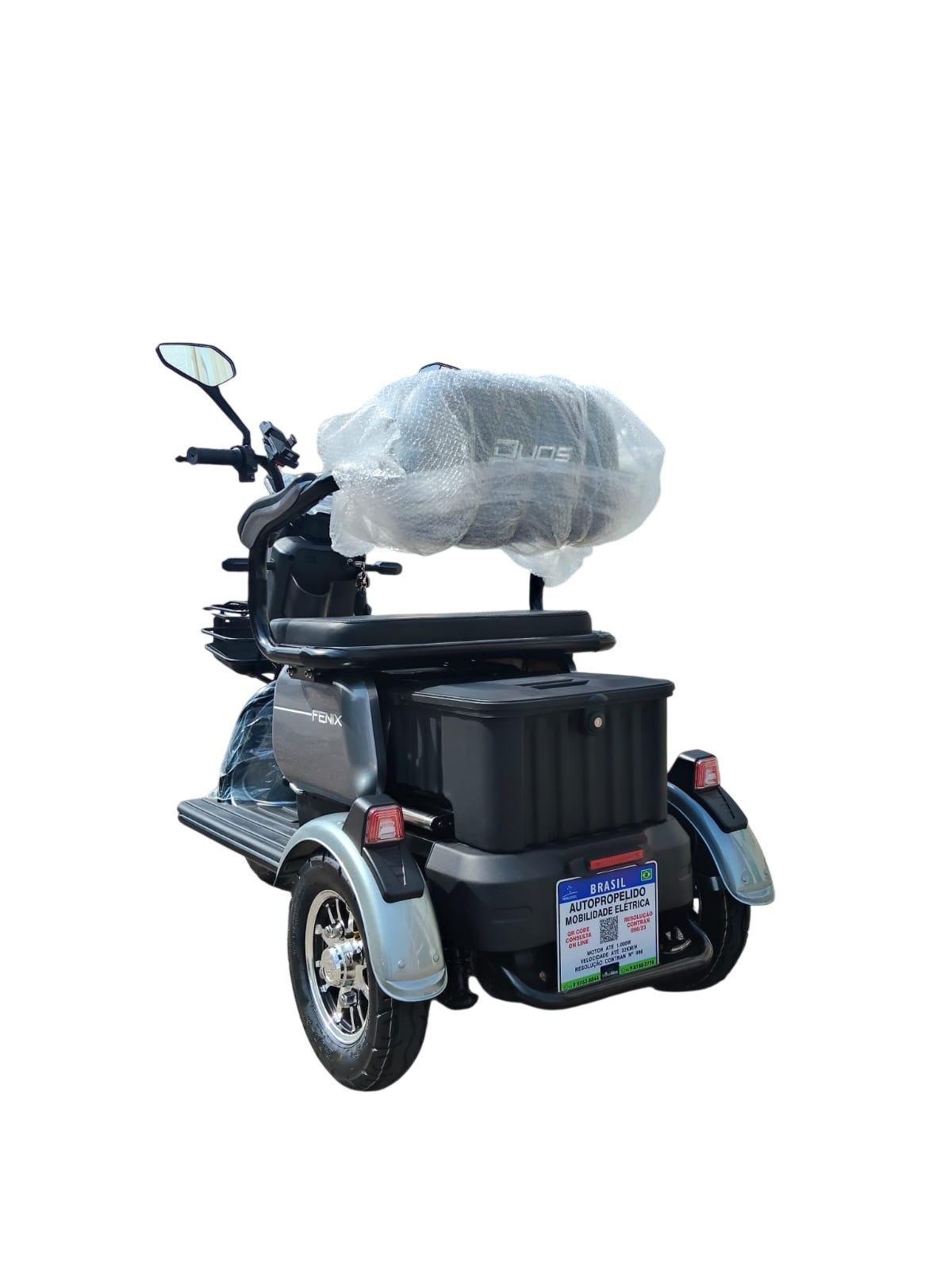 Triciclo Elétrico Fenix 1000W 48V Bateria De Lithium Cinza - Imagem 12