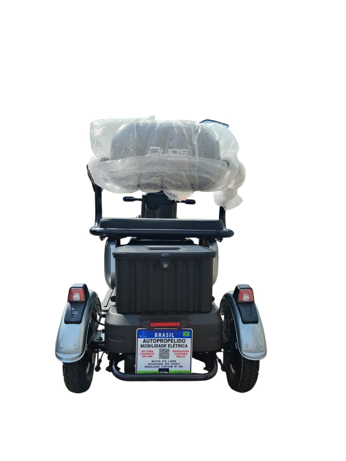 Triciclo Elétrico Fenix 1000W 48V Bateria De Lithium Cinza - Imagem 3